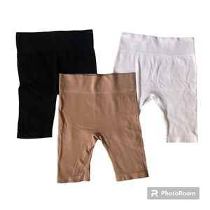 3 Pack Shein Ribbed High Waisted Tummy Control Biker Shorts/Undershorts